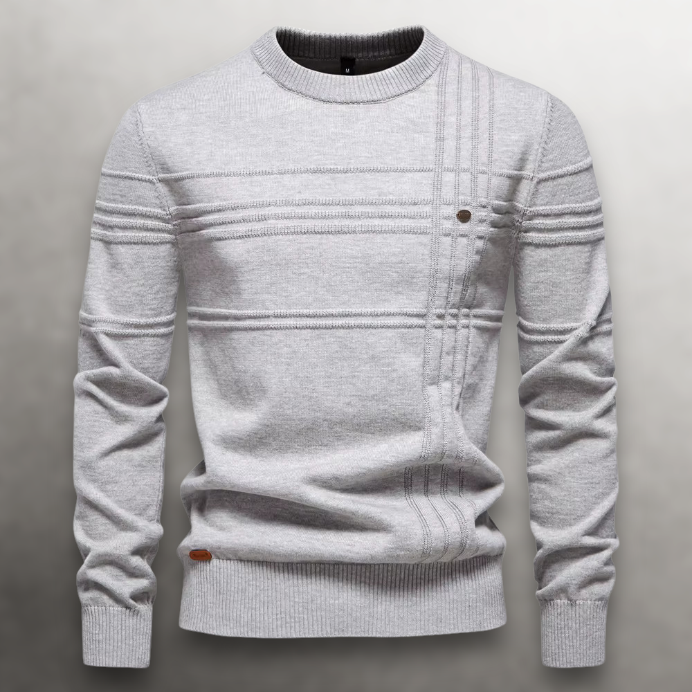 Structured Grid Cotton Sweater
